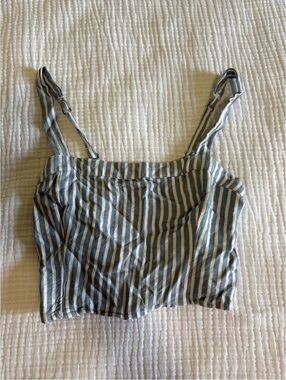 Hollister Blue and White Striped Crop Tank